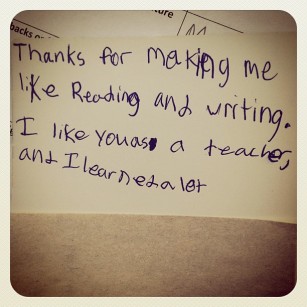 A note from one of my favorite students.